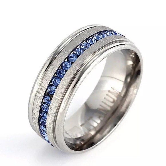 Other - NEW Titanium Blue Stone Men’s Wedding Band Ring